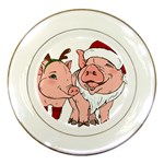 ugly christmas pig Porcelain Plate