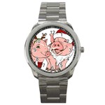 ugly christmas pig Sport Metal Watch