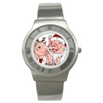 ugly christmas pig Stainless Steel Watch