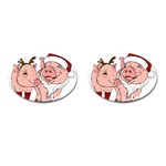 ugly christmas pig Cufflinks (Oval)