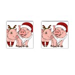 ugly christmas pig Cufflinks (Square)