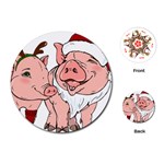 ugly christmas pig Playing Cards (Round)