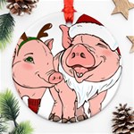 ugly christmas pig Round Ornament (Two Sides)