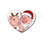 ugly christmas pig Rubber Heart Coaster (4 pack)