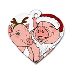 ugly christmas pig Dog Tag Heart (One Side)