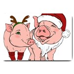 ugly christmas pig Large Doormat