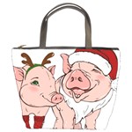 ugly christmas pig Bucket Bag