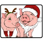 ugly christmas pig Fleece Blanket (Medium)