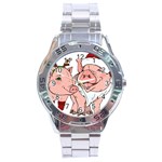 ugly christmas pig Stainless Steel Analogue Watch