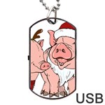 ugly christmas pig Dog Tag USB Flash (One Side)