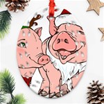 ugly christmas pig Ornament (Oval Filigree)