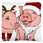 ugly christmas pig Large Cushion Case (One Side)