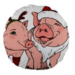 ugly christmas pig Large 18  Premium Round Cushion 