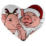 ugly christmas pig Large 19  Premium Heart Shape Cushion