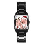 ugly christmas pig Stainless Steel Barrel Watch