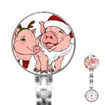 ugly christmas pig Stainless Steel Nurses Watch