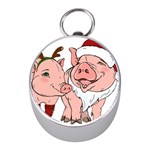 ugly christmas pig Silver Compass (Mini)