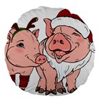 ugly christmas pig Large 18  Premium Flano Round Cushion 