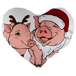 ugly christmas pig Large 19  Premium Flano Heart Shape Cushion