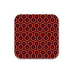 halloween hotel carpet Rubber Square Coaster (4 pack)