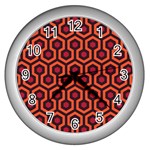 halloween hotel carpet Wall Clock (Silver)