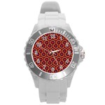 halloween hotel carpet Round Plastic Sport Watch (L)