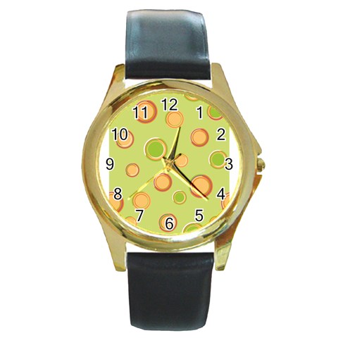 pop135b Round Gold Metal Watch from ArtsNow.com Front