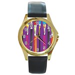 pop134a Round Gold Metal Watch