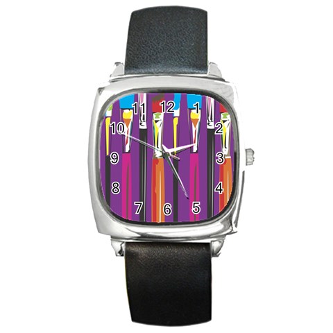 pop134a Square Metal Watch from ArtsNow.com Front