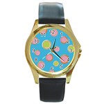 pop135a Round Gold Metal Watch