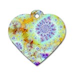 Golden Violet Sea Shells, Abstract Ocean Dog Tag Heart (Two Sides)