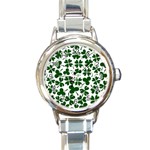 Lucky Clover Shamrock Round Italian Charm Watch