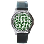 Lucky Clover Shamrock Round Metal Watch