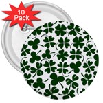 Lucky Clover Shamrock 3  Button (10 pack)