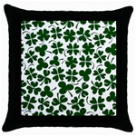 Lucky Clover Shamrock Throw Pillow Case (Black)