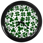 Lucky Clover Shamrock Wall Clock (Black)