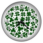 Lucky Clover Shamrock Wall Clock (Silver)