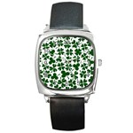 Lucky Clover Shamrock Square Metal Watch