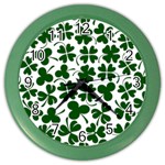 Lucky Clover Shamrock Color Wall Clock