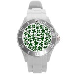 Lucky Clover Shamrock Round Plastic Sport Watch (L)