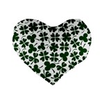 Lucky Clover Shamrock Standard 16  Premium Heart Shape Cushion 