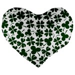 Lucky Clover Shamrock Large 19  Premium Heart Shape Cushion