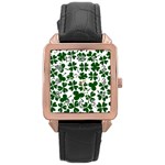 Lucky Clover Shamrock Rose Gold Leather Watch 