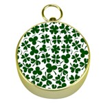 Lucky Clover Shamrock Gold Compass