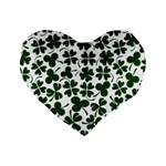 Lucky Clover Shamrock Standard 16  Premium Flano Heart Shape Cushion 