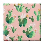 Pink Cactus flower Tile Coaster