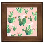 Pink Cactus flower Framed Tile