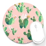 Pink Cactus flower Round Mousepad