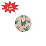 Pink Cactus flower 1  Mini Button (100 pack) 