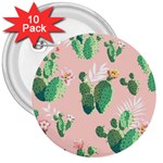 Pink Cactus flower 3  Button (10 pack)